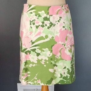 Pink, white and green floral skirt